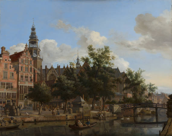 Jan van der Heyden - Gezicht op de Oudezijds Voorburgwal met de Oude Kerk in Amsterdam