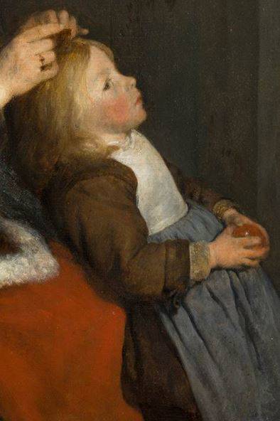 Gerard ter borch een moeder die het haar van haar kind kamt Mauritshuis luizenjacht