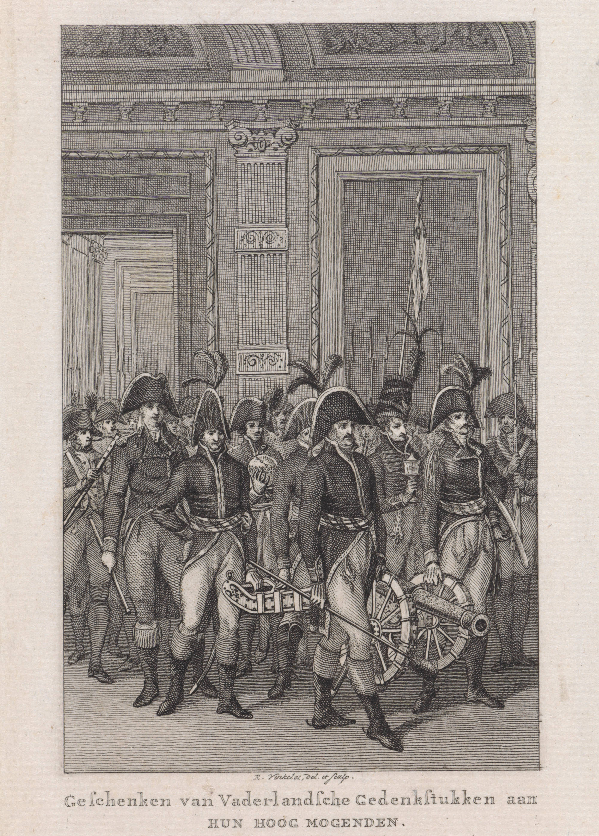 Ets van Reinier Vinkeles, Franse Soldaten Dragen op 12 maart 1795.
