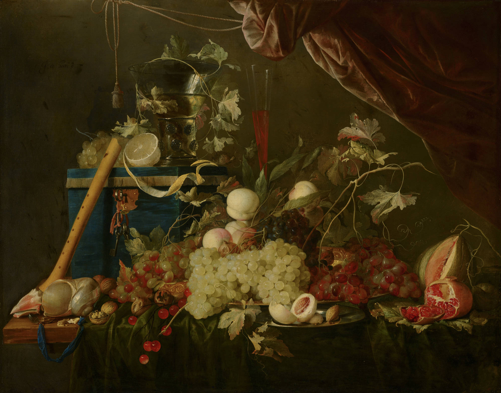 Jan Davidsz de Heem Pronkstilleven met fruit en een juwelenkist Sumptuous Fruit Still Life with Jewellery Box