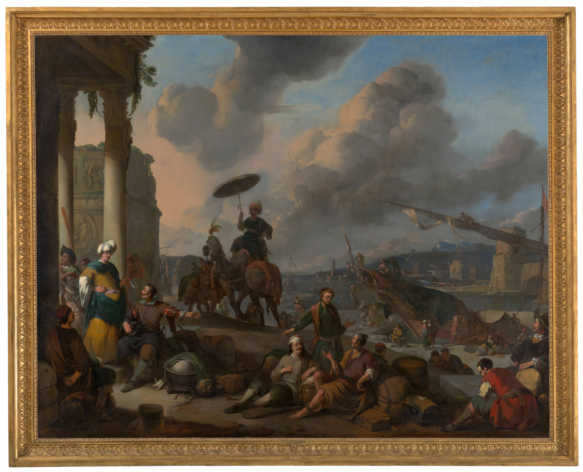 Johannes Lingelbach  Haven aan de Middellandse Zee Harbour on the Mediterranean