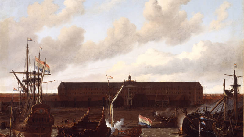 Ludolf Bakhuysen De werf van de Verenigde Oost-Indische Compagnie te Amsterdam