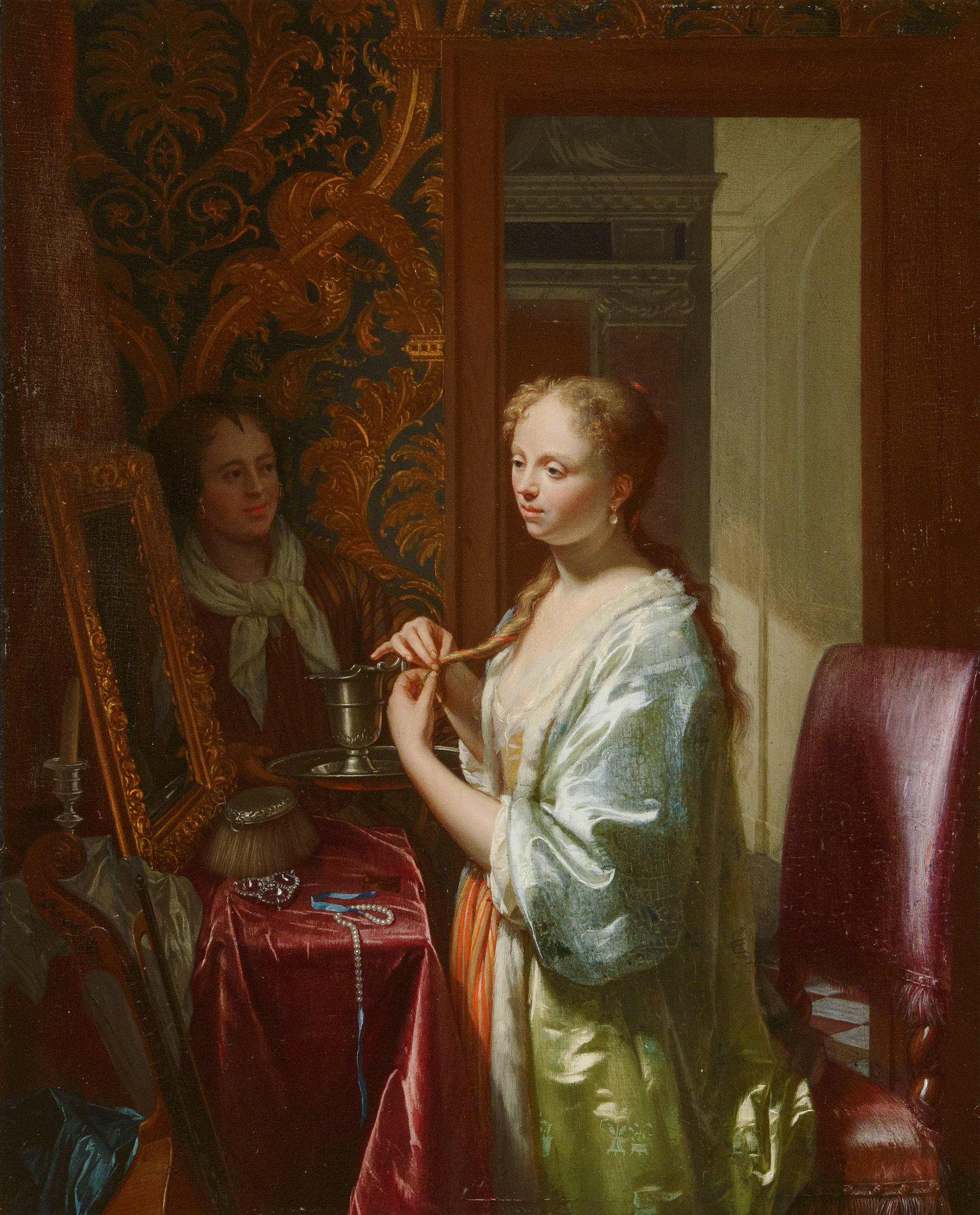 Philip van Dijk Dame bij haar toilet Lady at her Toilet