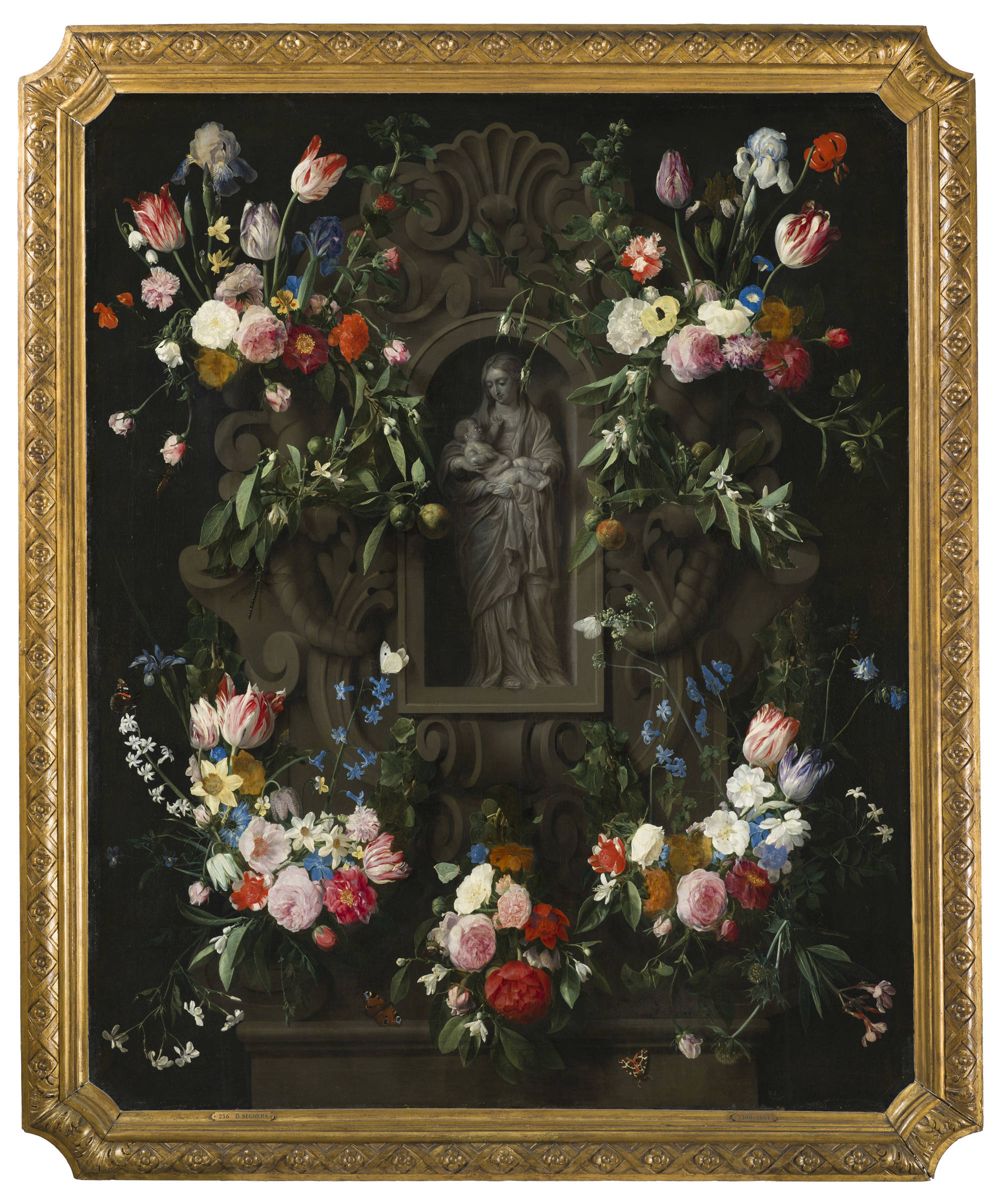Daniël Seghers & Thomas Willeboirts Bosschaert Bloemencartouche met Mariabeeld