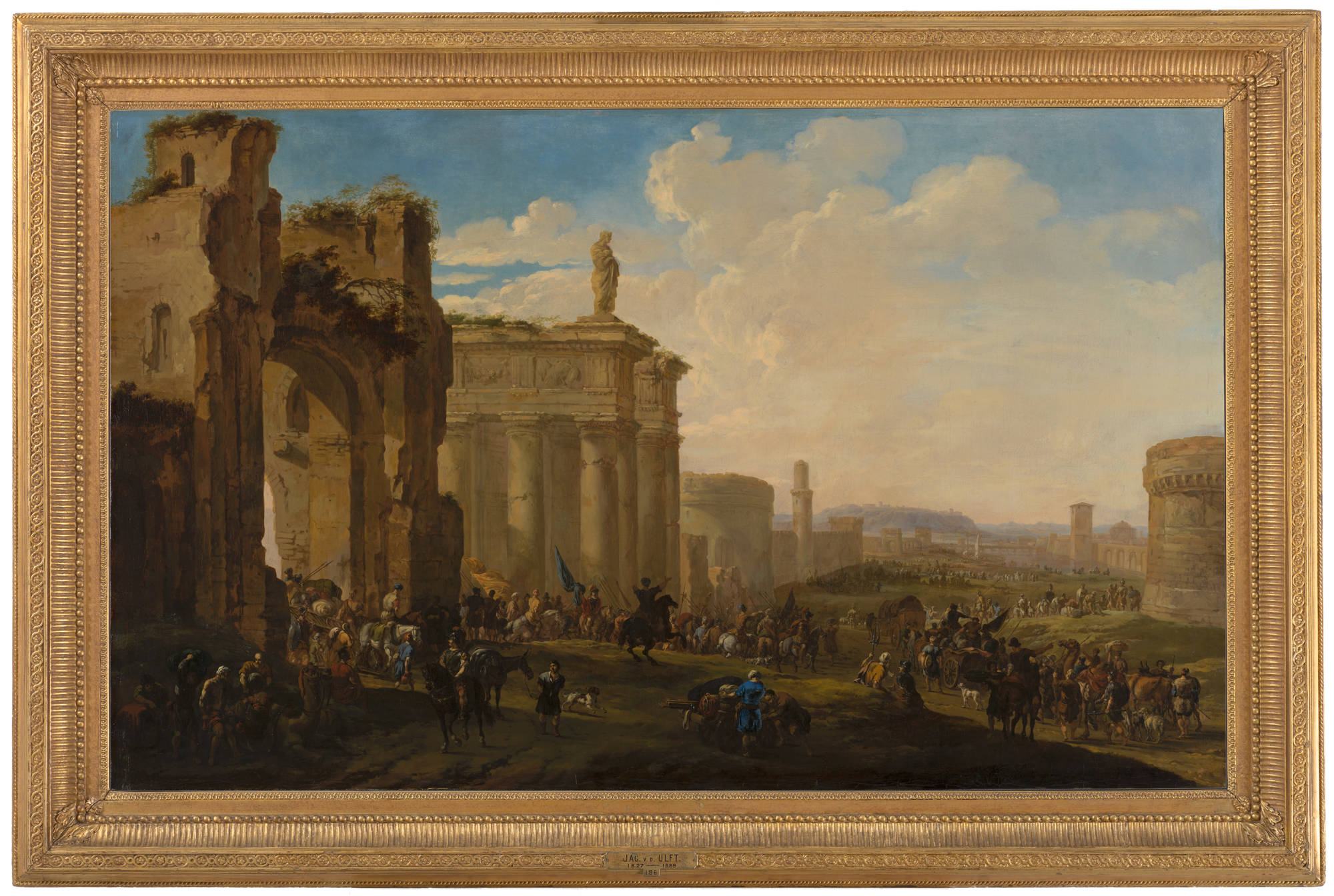 Jacob van der Ulft  Optrekkend leger te midden van Romeinse ruïnes