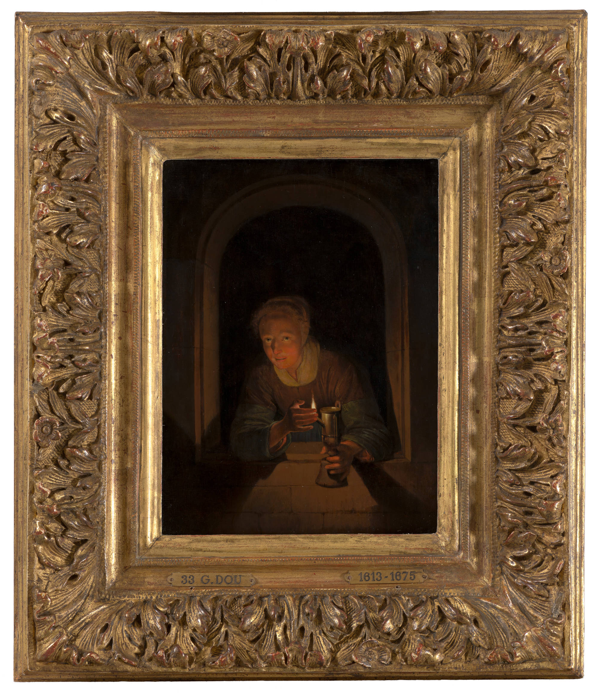 Gerrit Dou (toegeschreven aan) Meisje met een lamp Young Woman Holding a Lamp