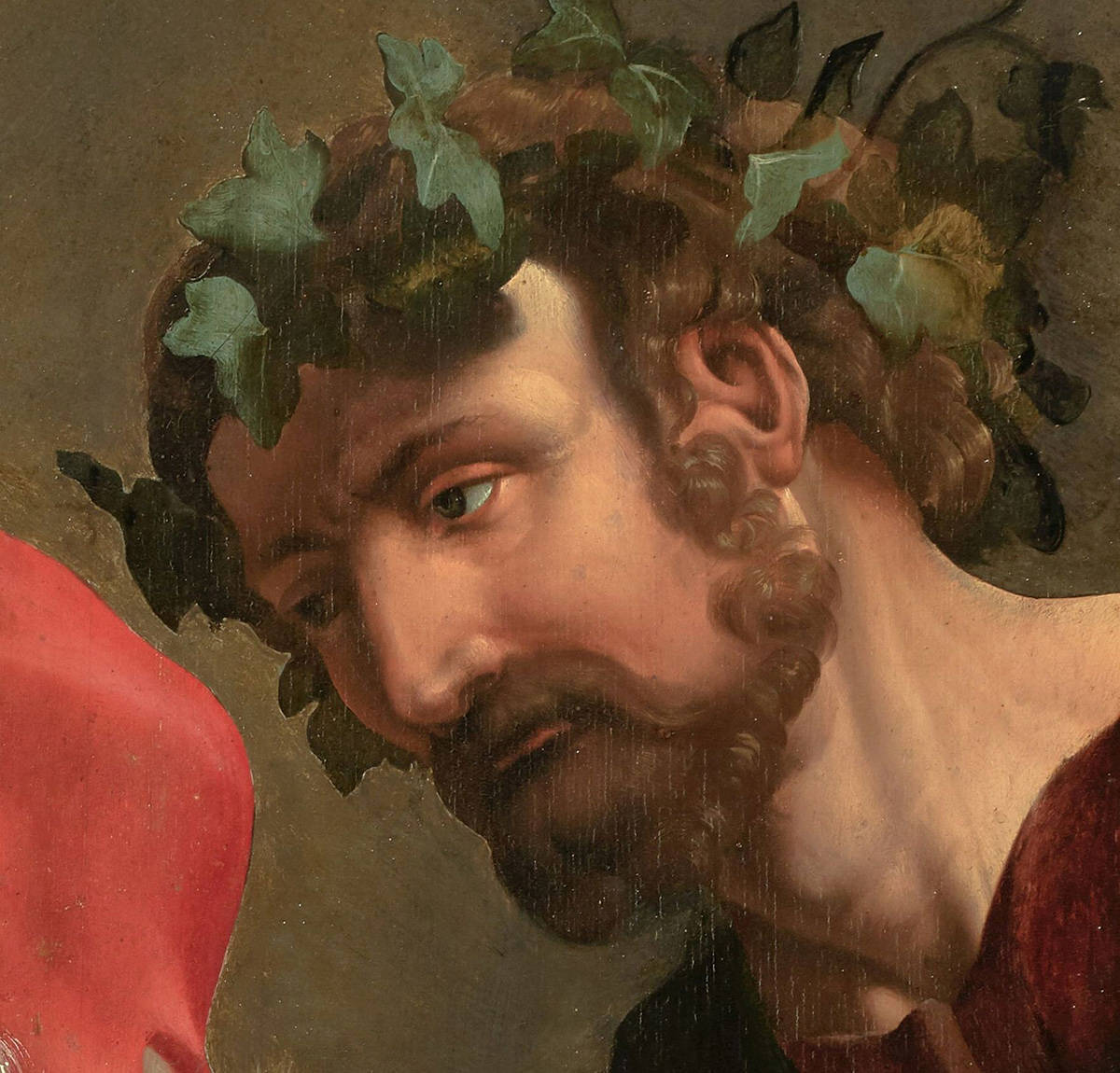 Een zelfportret van Maarten van Heemskerck. Hij heeft een lange baard.