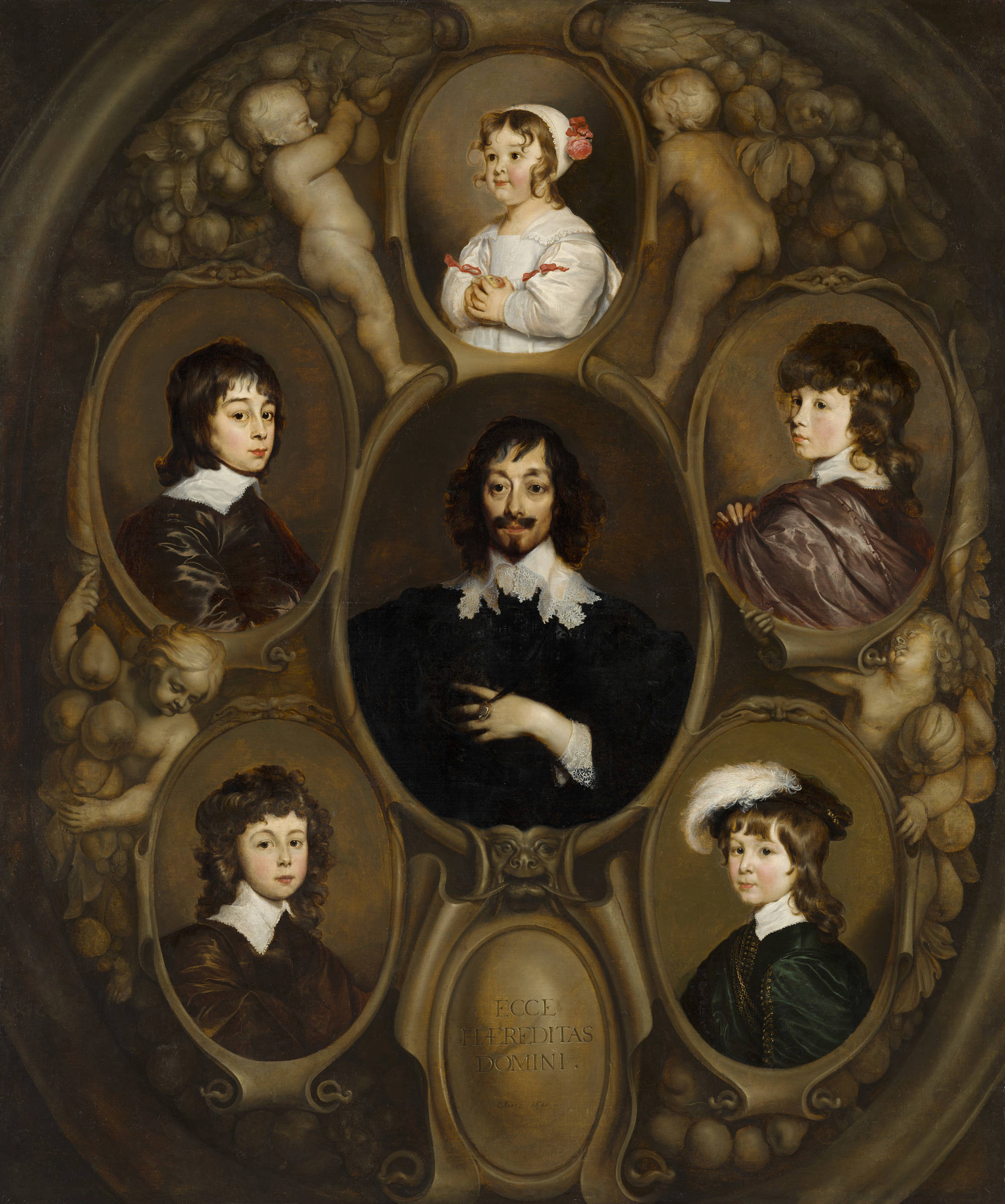 Adriaen Hanneman  Portret van Constantijn Huygens (1596-1687) en zijn vijf kinderen