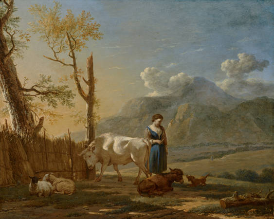 Karel Dujardin Landschap met herderin Landscape with a Shepherdess