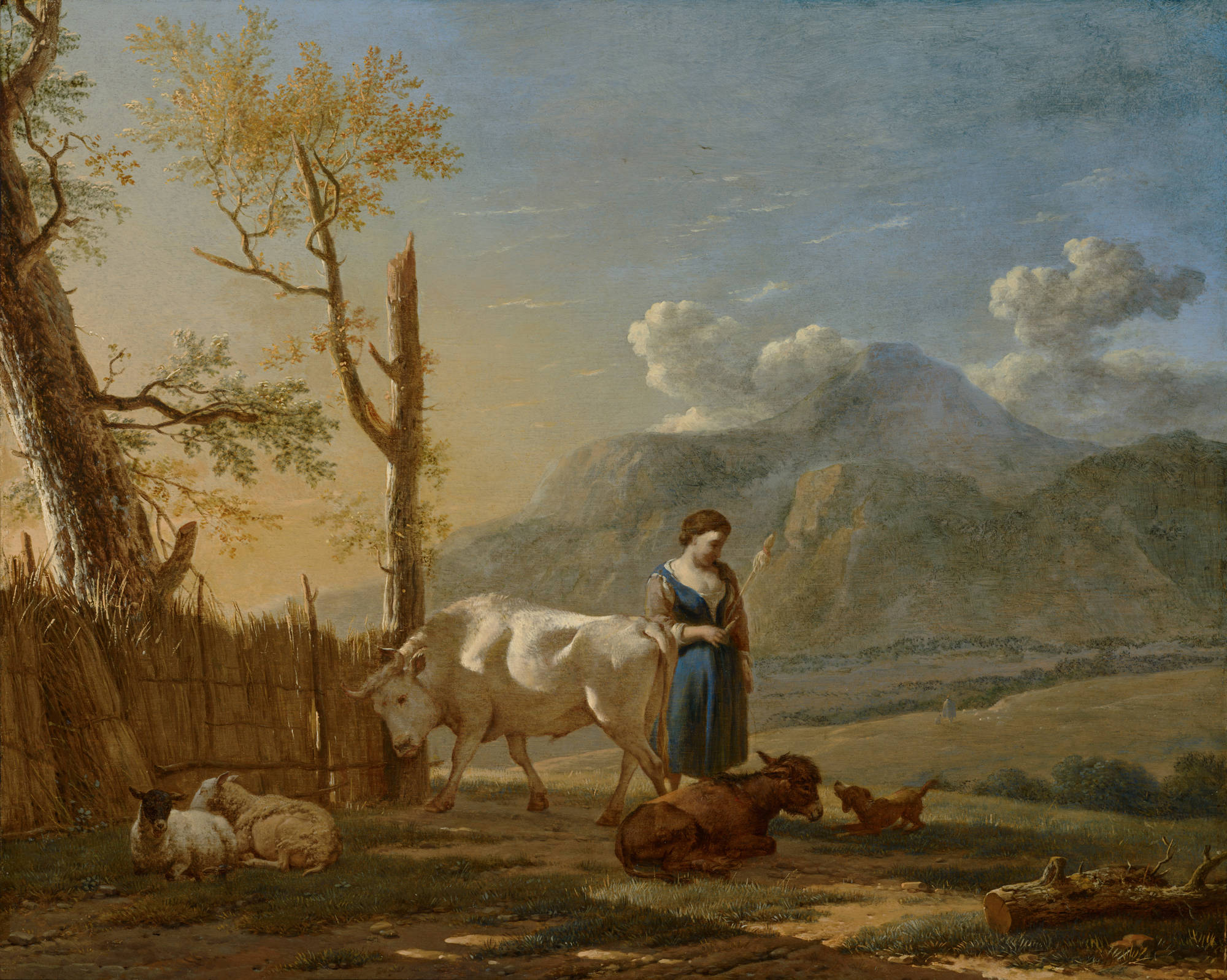 Karel Dujardin Landschap met herderin Landscape with a Shepherdess