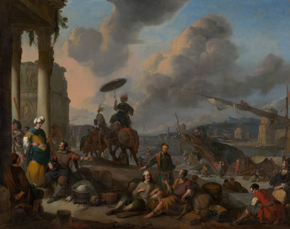Johannes Lingelbach Haven aan de Middellandse Zee Harbour on the Mediterranean