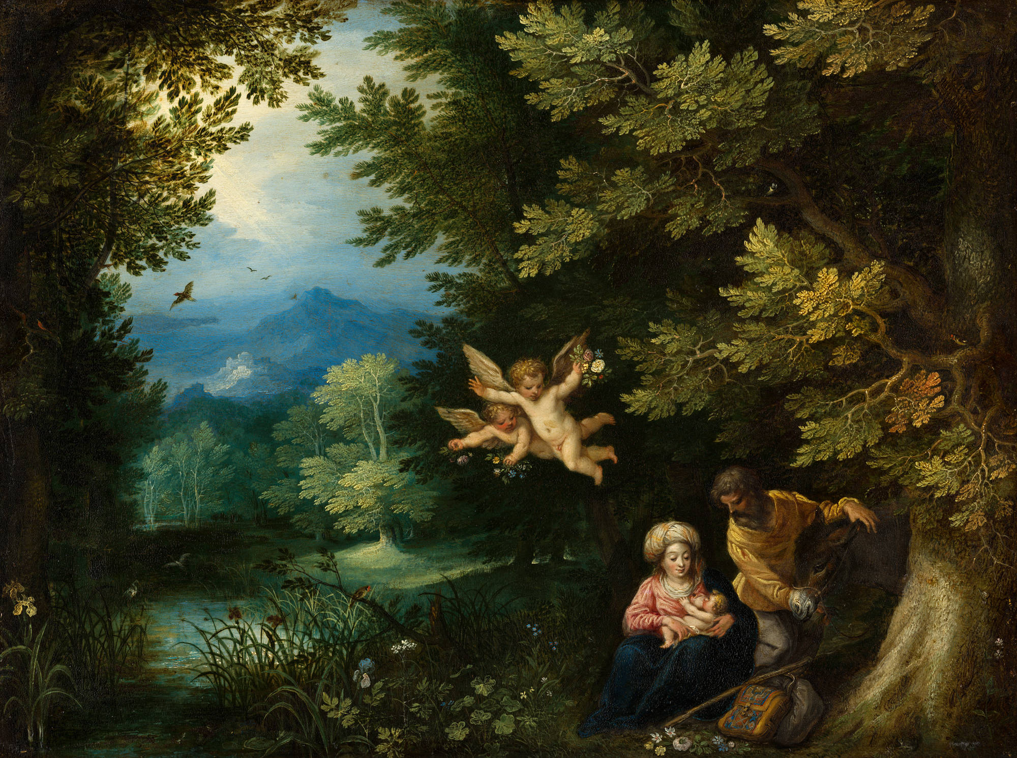 Jan Brueghel de Oude & Hans Rottenhammer  De rust op de vlucht naar Egypte