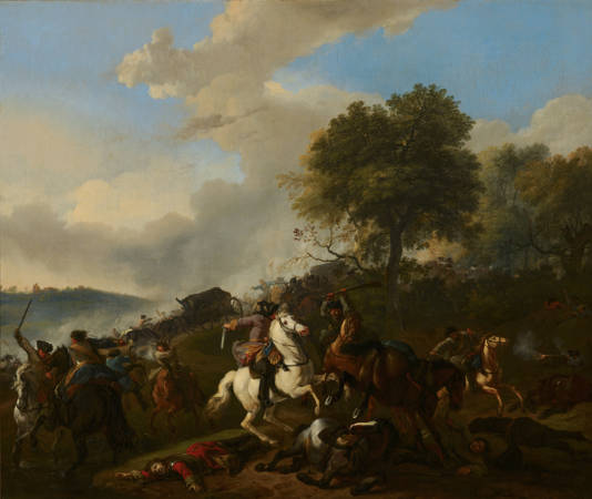 Jan van Huchtenburgh Aanval op een konvooi Ambushing a Convoy