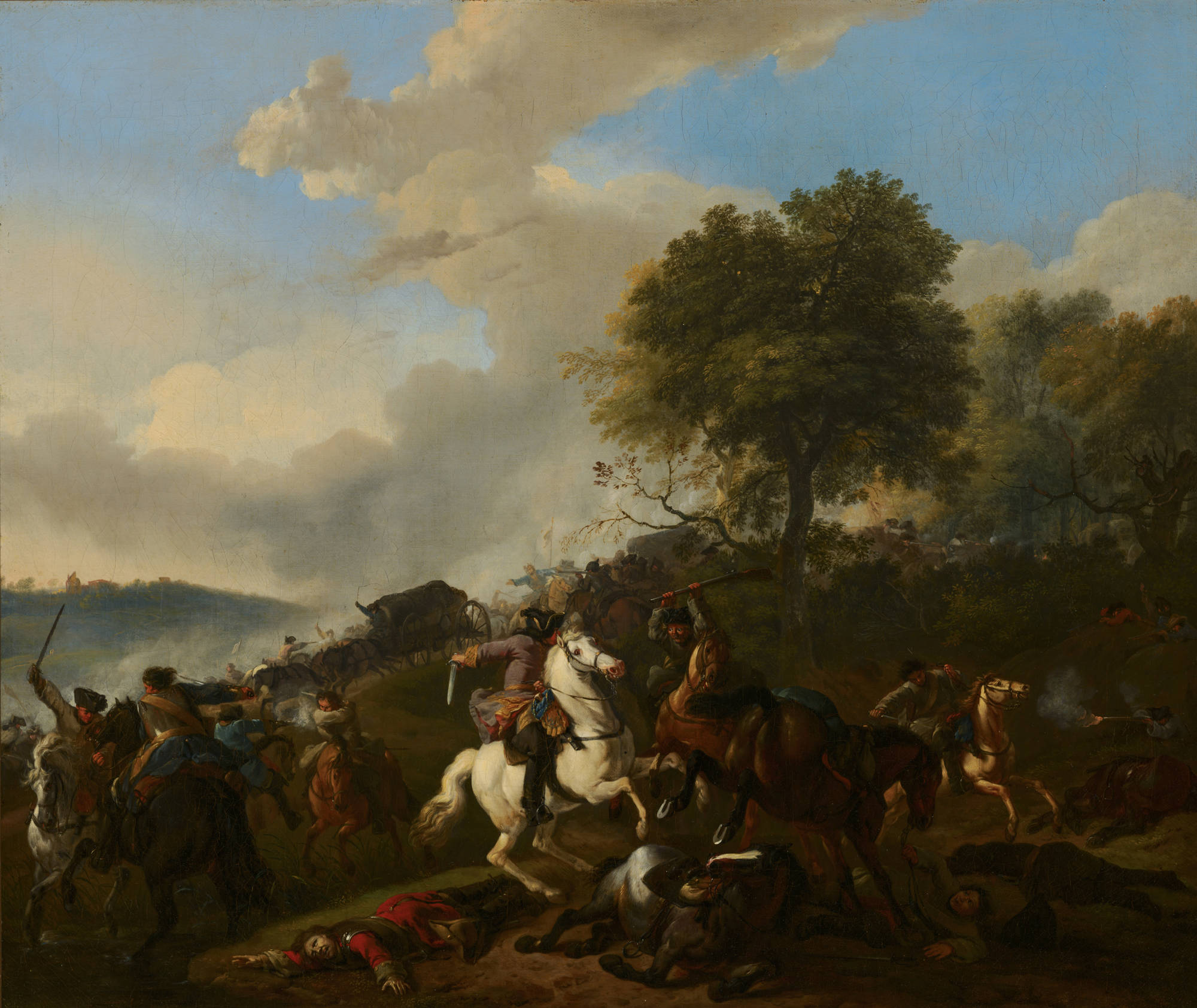 Jan van Huchtenburgh Aanval op een konvooi Ambushing a Convoy