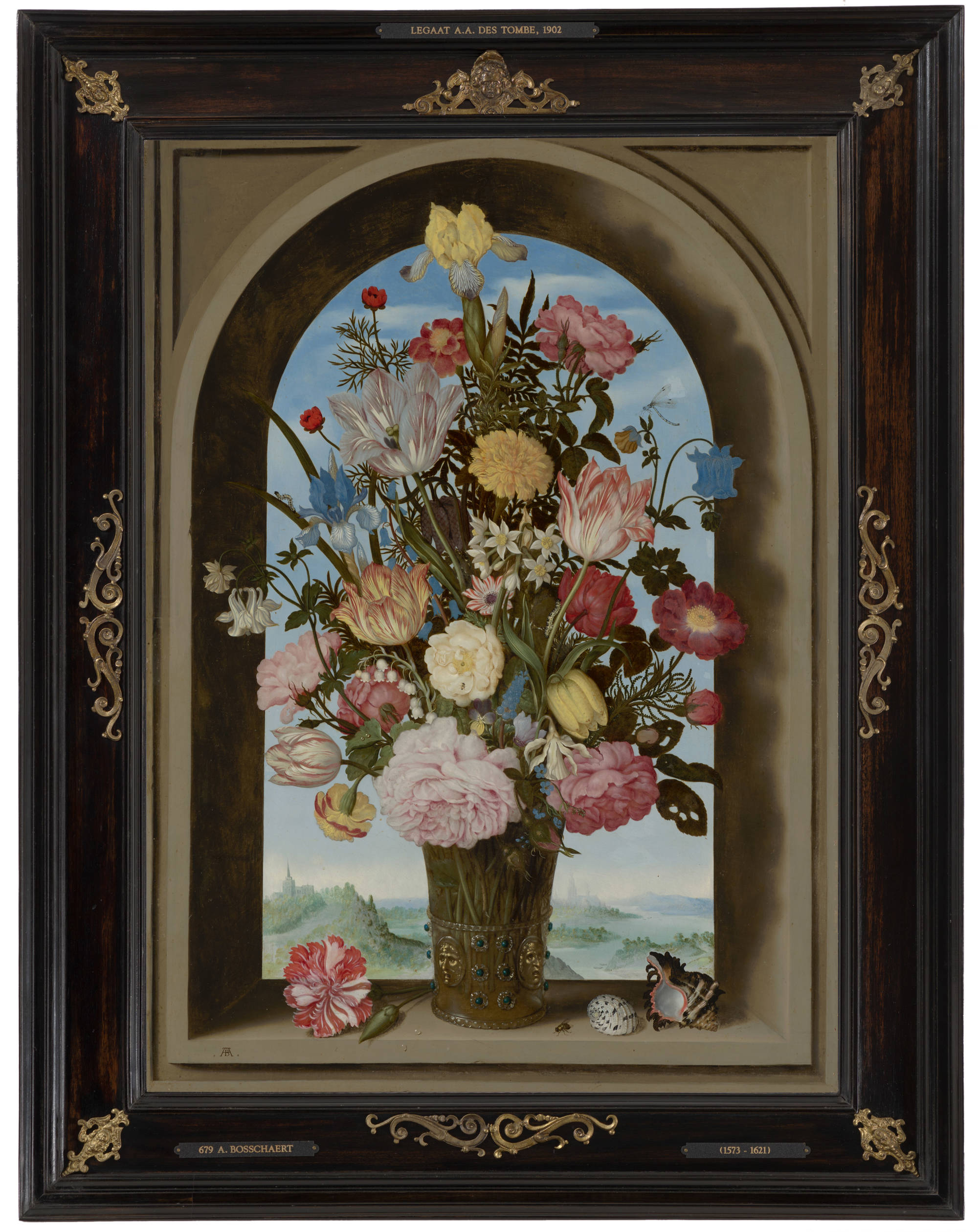 Ambrosius Bosschaert de Oude  Vaas met bloemen in een venster Vase of Flowers in a Window