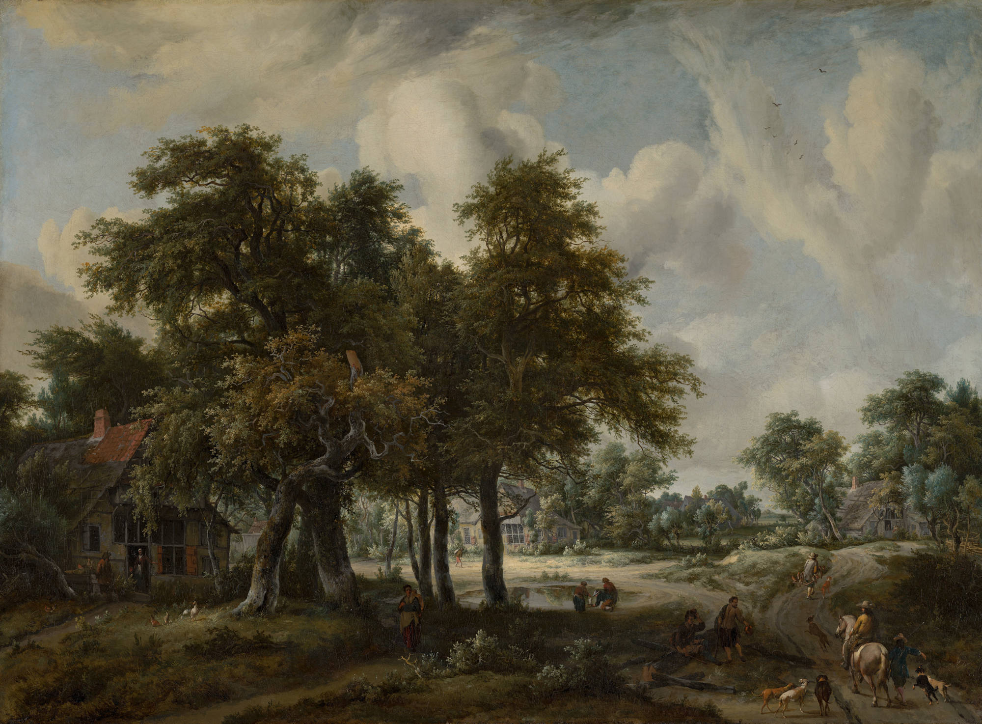 Meindert Hobbema Boslandschap met boerenhoeven
