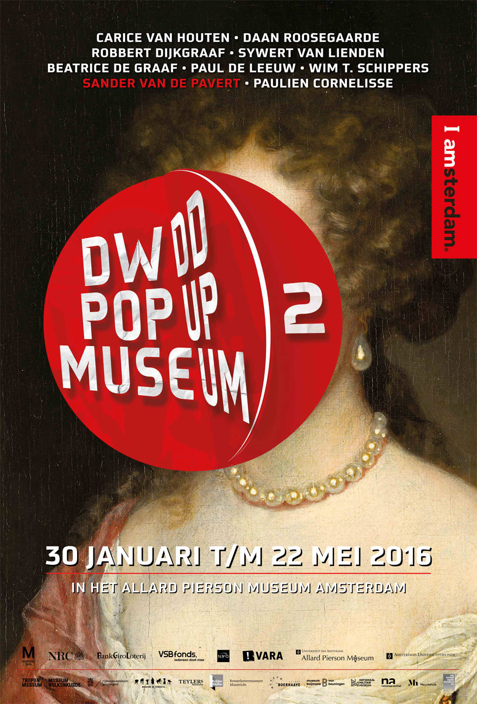 Poster van de De Wereld Draait Door pop-up 2, met daarop de namen van de conservatoren en de locatie en tijd