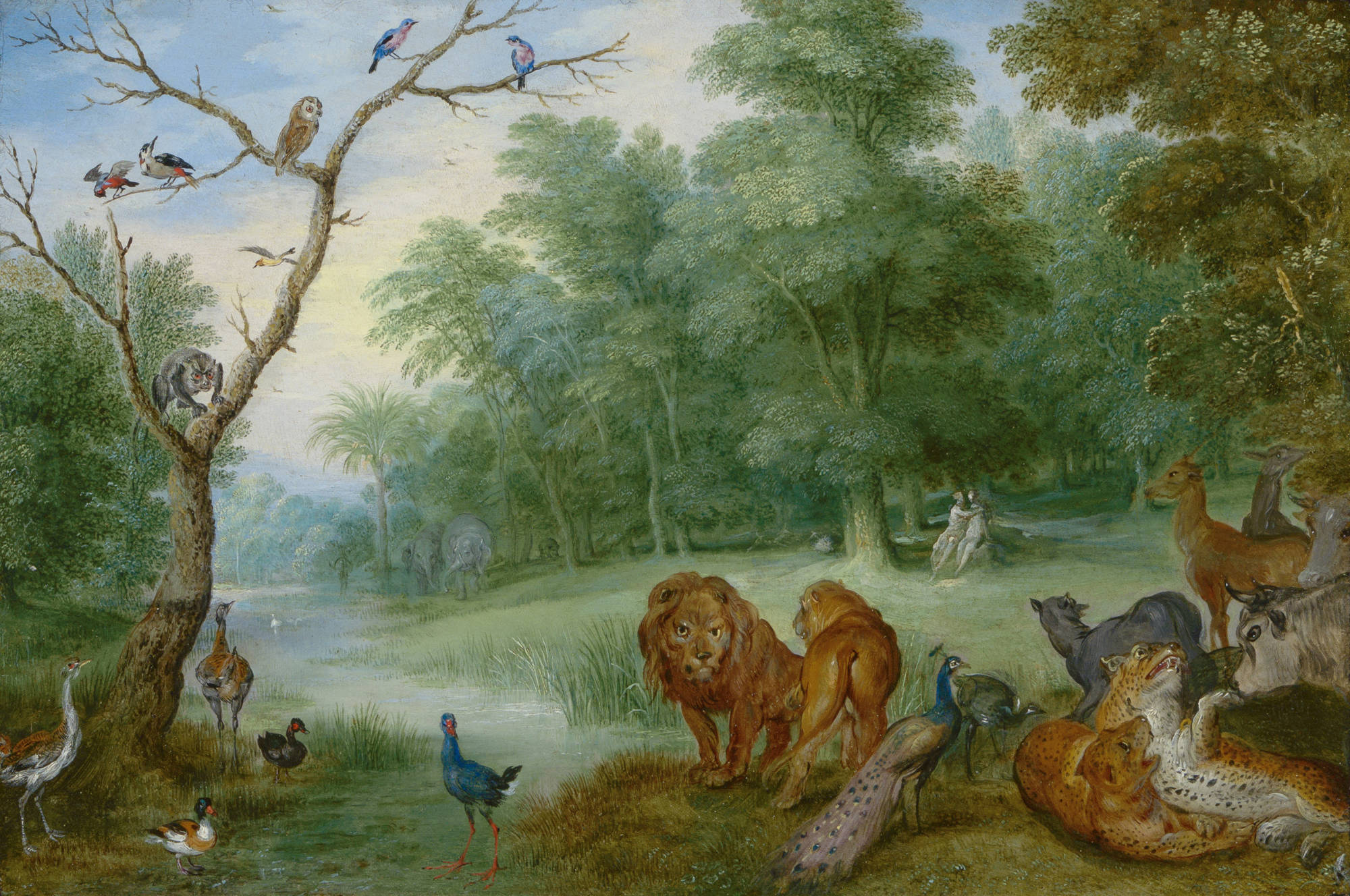 Jan Brueghel de Jonge (mogelijk) Het paradijs met de zondeval van Adam en Eva