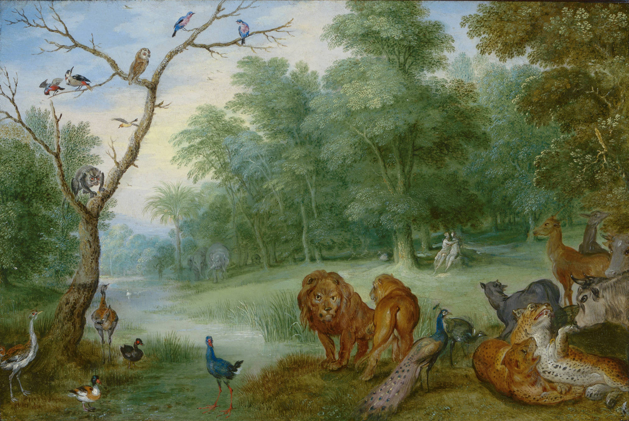Jan Brueghel de Jonge (mogelijk)  Het paradijs met de zondeval van Adam en Eva