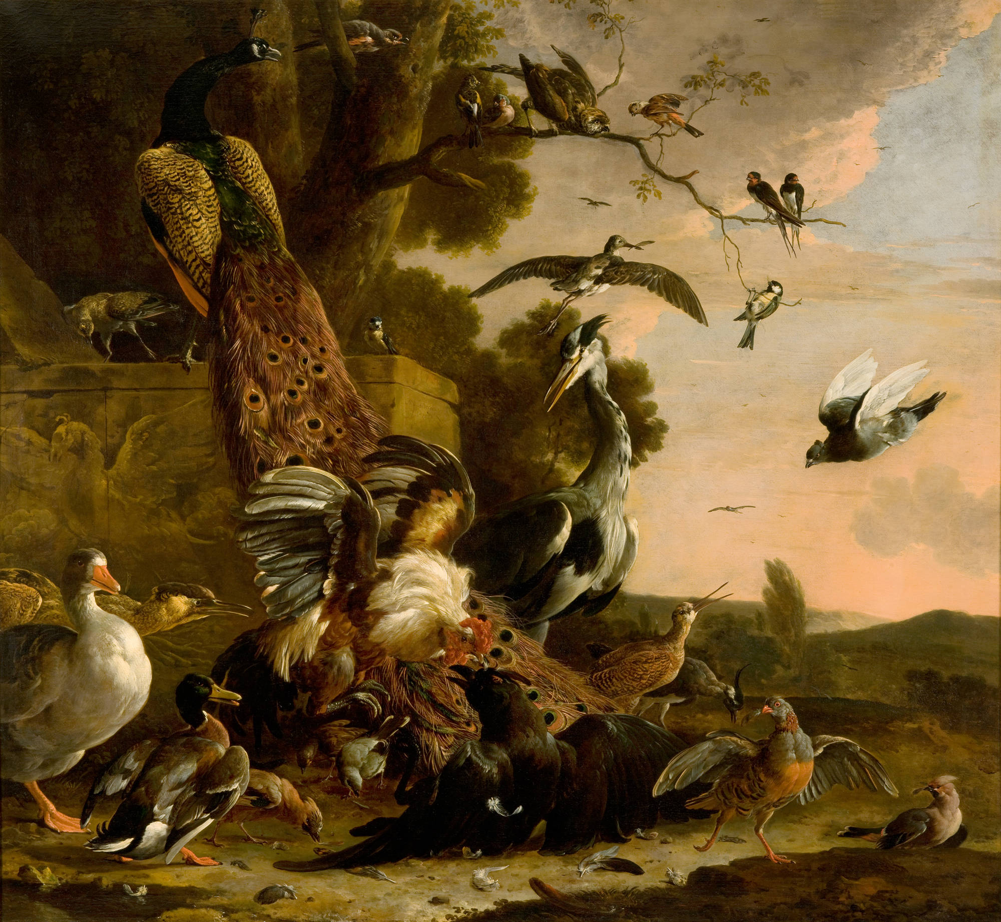 Melchior d' Hondecoeter De raaf wordt beroofd van de veren waarmee hij zich had getooid The Raven Robbed of the Feathers He Wore to Adorn Himself