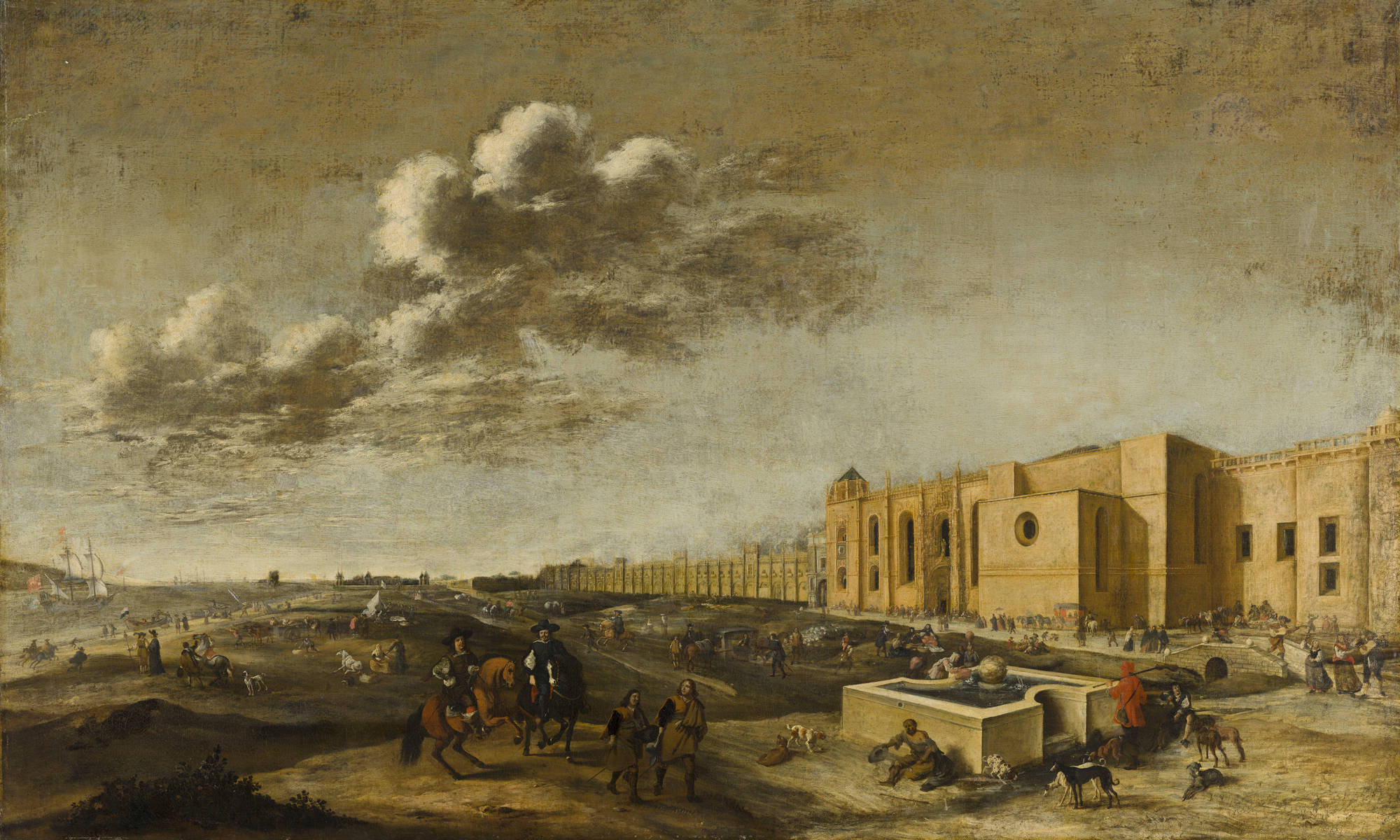 Dirck Stoop Gezicht op het klooster Belem bij Lissabon