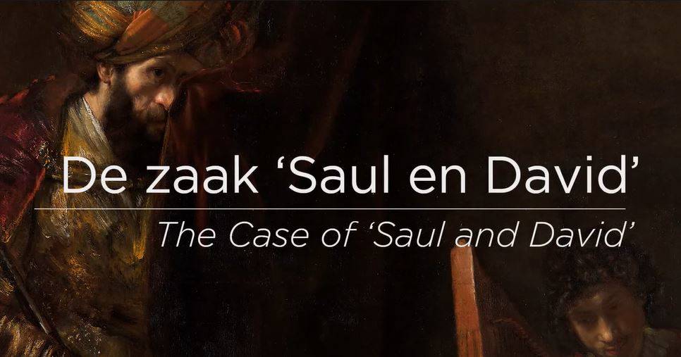Een header met de tekst "Zaak Van Saul En David" met op de achtergrond het schilderij Saul en David van Rembrandt