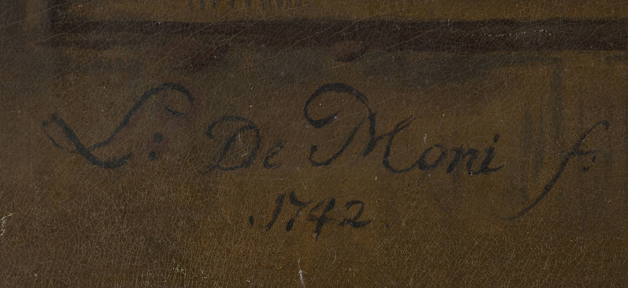 Louis de Moni Een kantwerkster, met een bellenblazende jongen A Lacemaker, with a Boy Blowing Bubbles