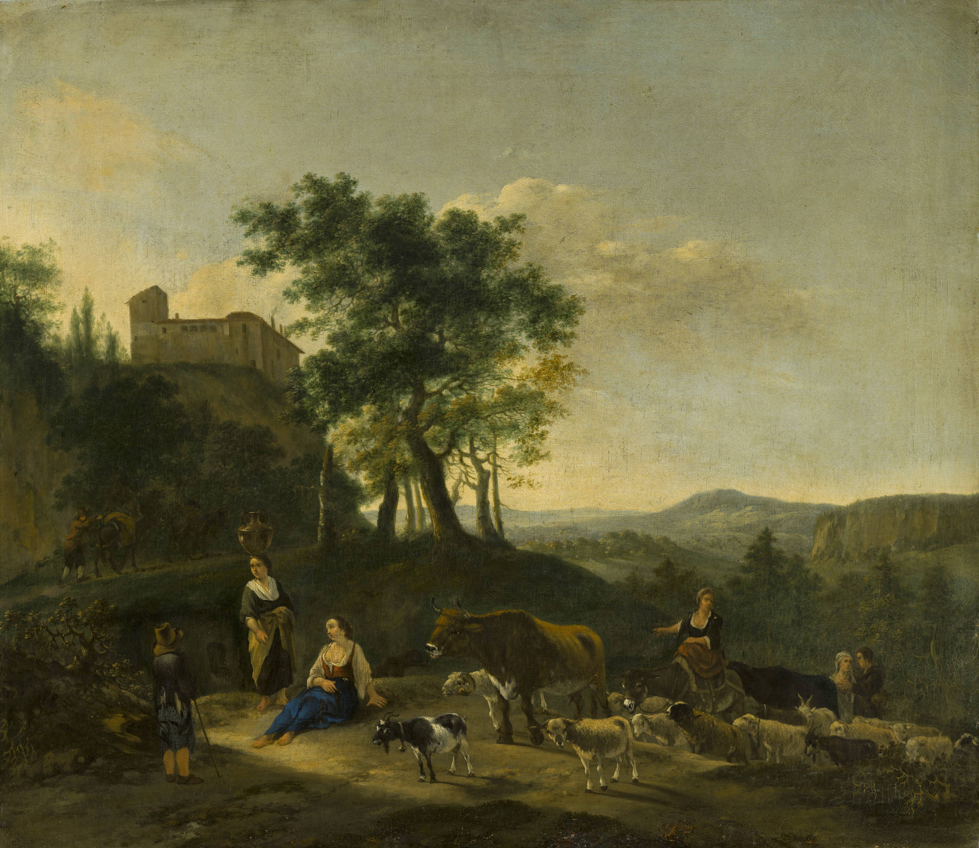 Jan Willemsz Lapp Italianiserend landschap met herders