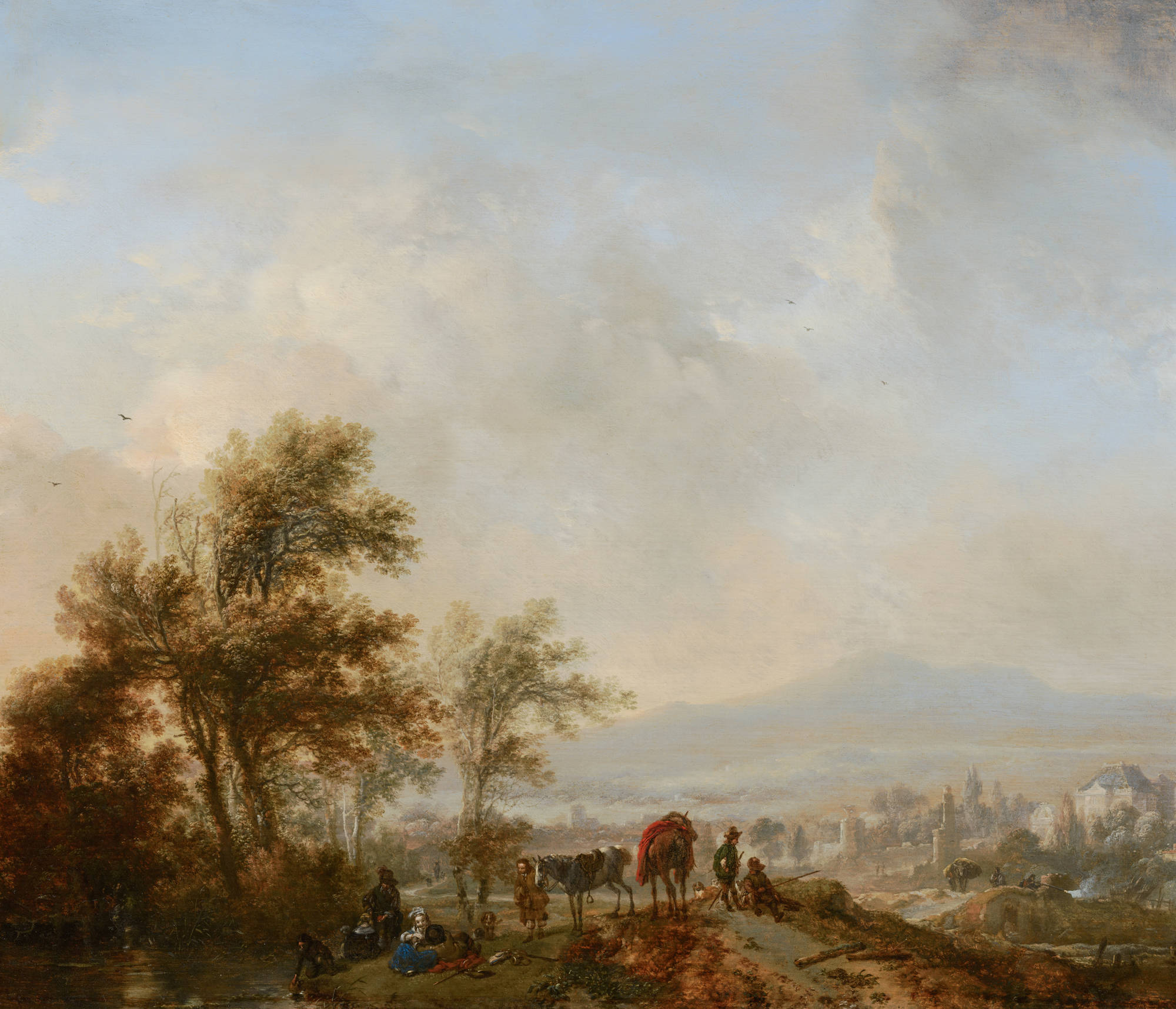 Philips Wouwerman Rust tijdens de jacht Hunting Party at Rest