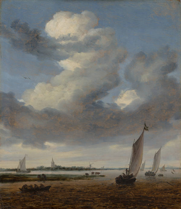 Salomon van Ruysdael  Gezicht op Beverwijk vanaf het Wijkermeer