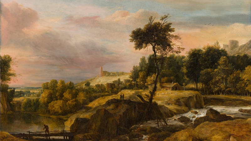 Roelant Roghman Berglandschap met waterval Mountainous Landscape with Waterfall