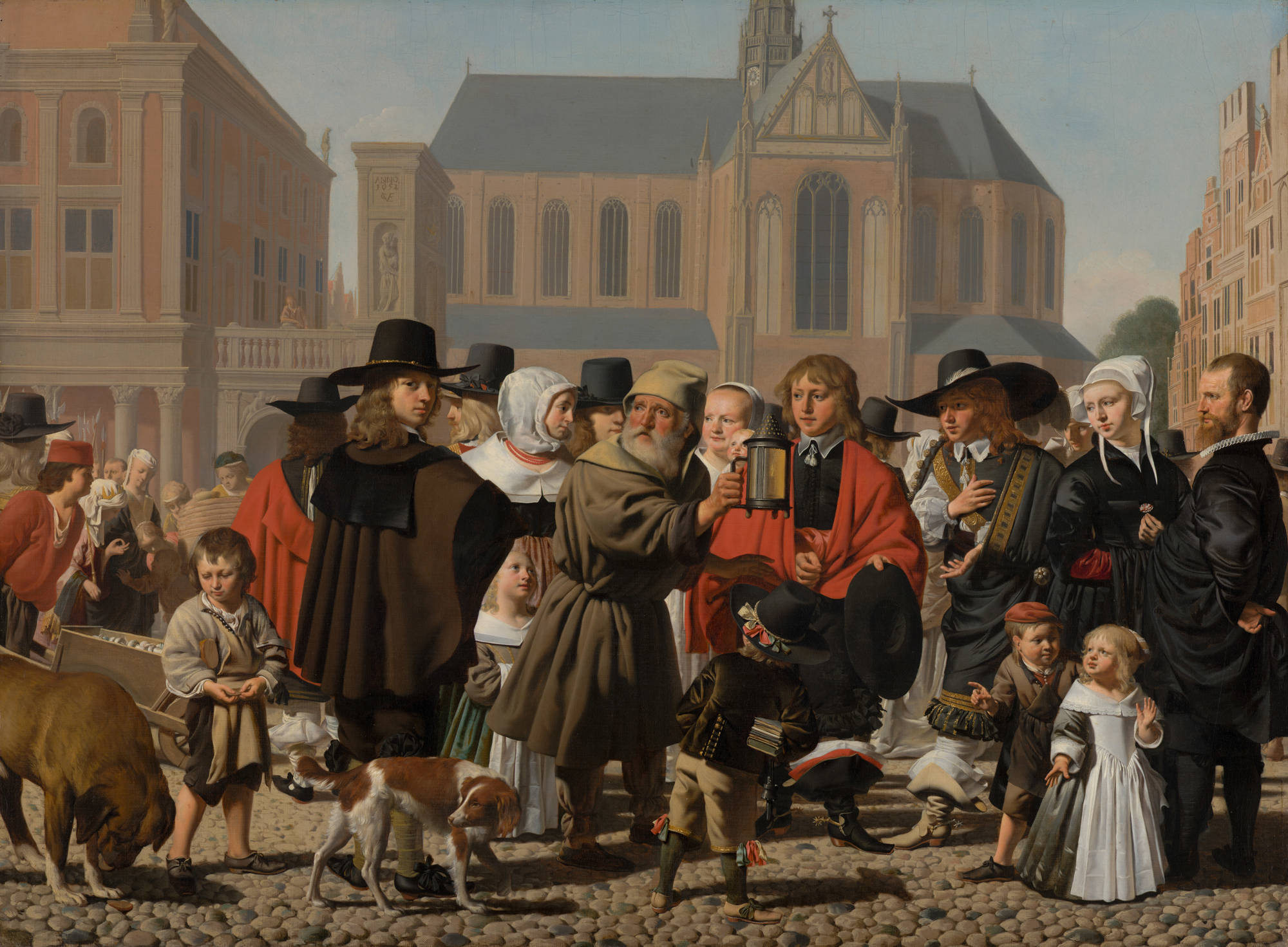 Caesar van Everdingen  Diogenes zoekt een mens (Portrait historié van de familie Steyn)
