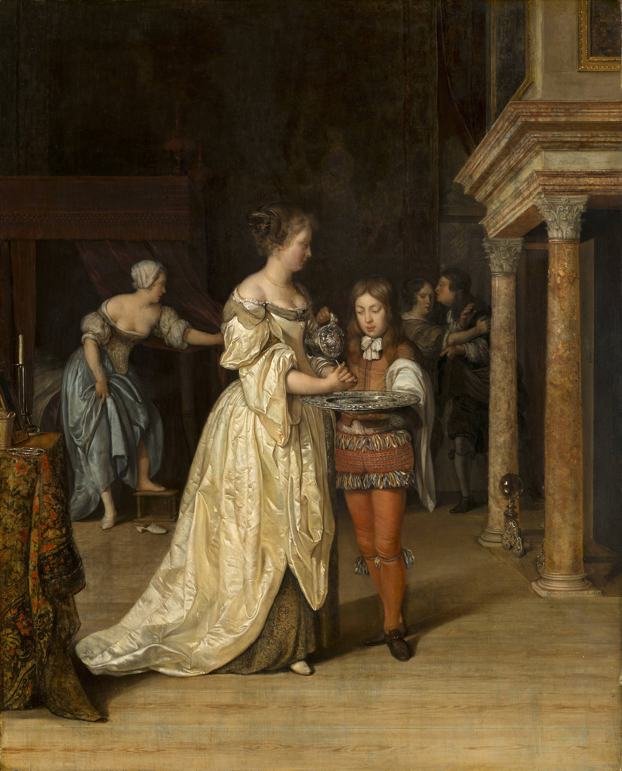 Eglon van der Neer Interieur met handenwassende vrouw