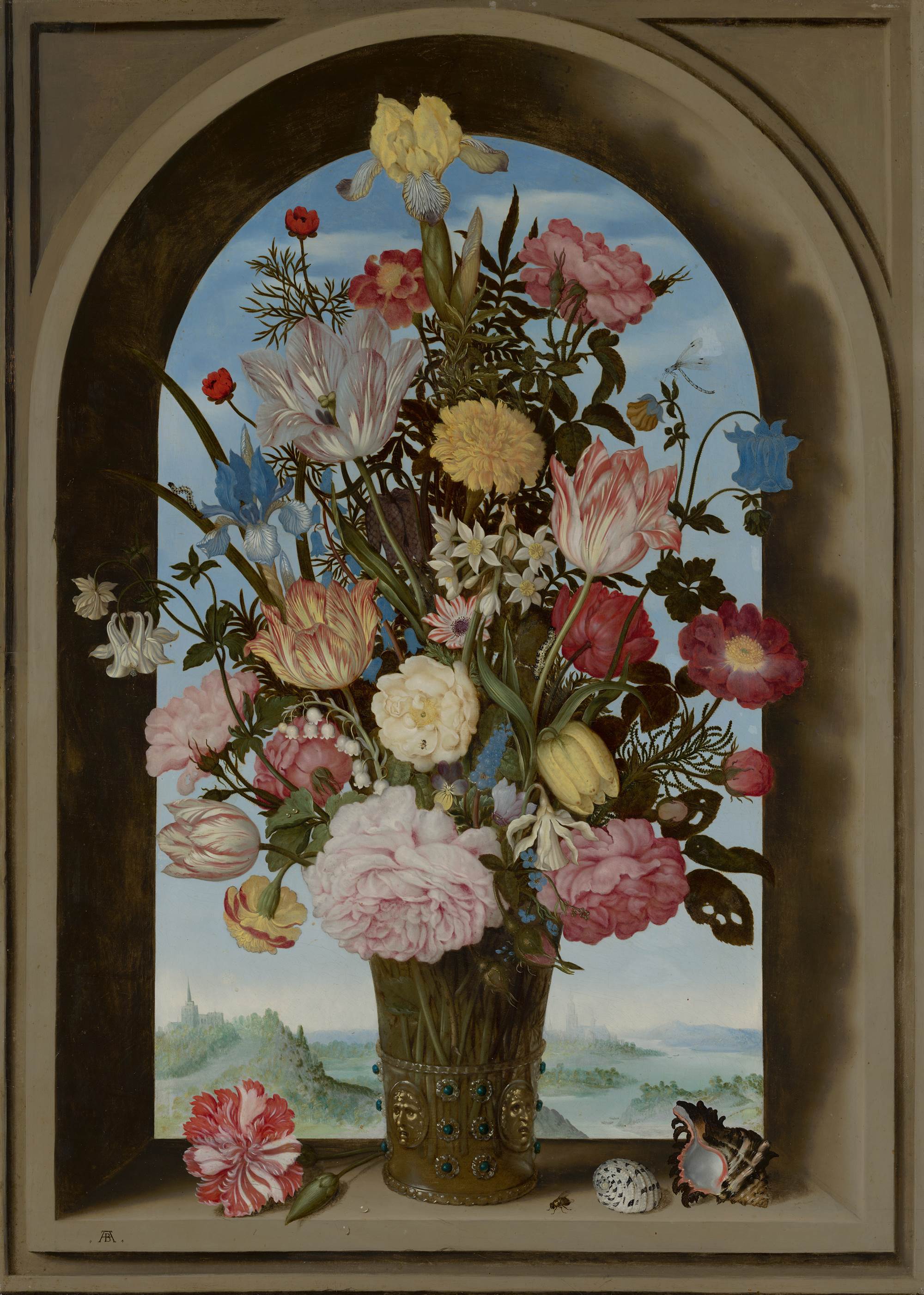 Mauritshuis mit | Vase am Blumen Fenster