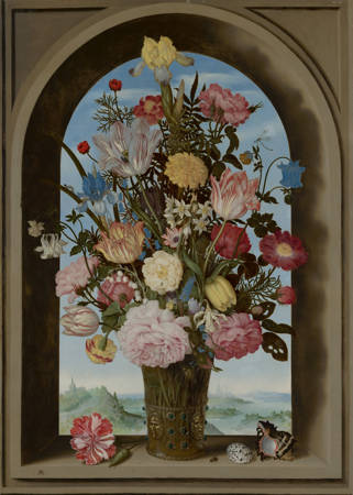 Ambrosius Bosschaert de Oude Vaas met bloemen in een venster Vase of Flowers in a Window