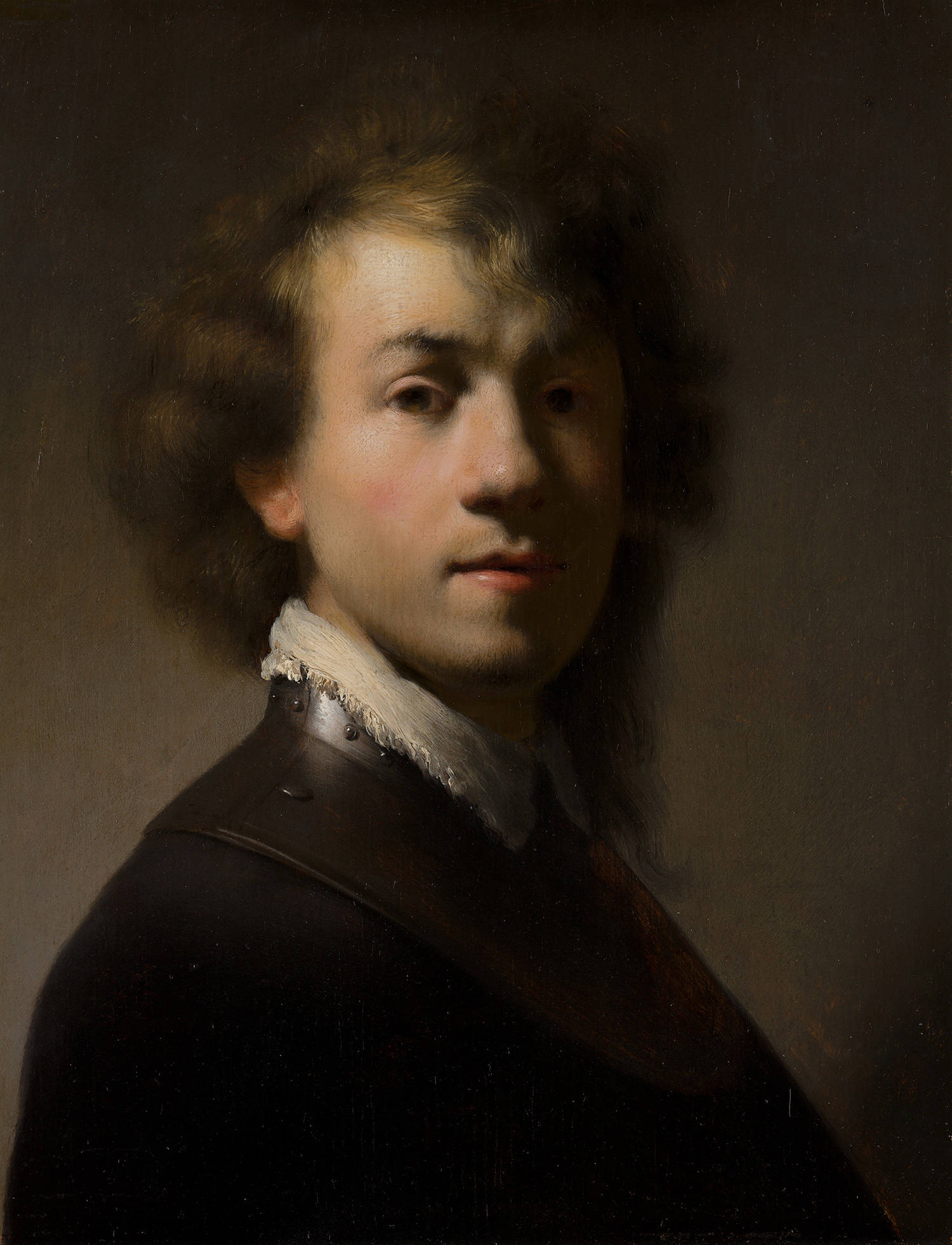 Een portret van een man met ringkraag, het is onbekend of deze door Rembrandt is geschilderd.