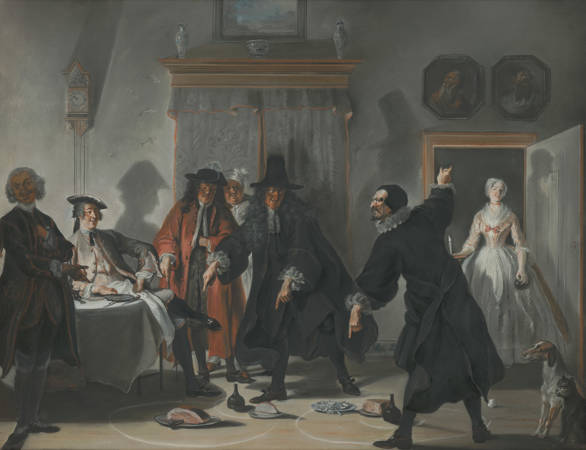 Cornelis Troost De wiskunstenaars of 't gevluchte juffertje: Het dispuut van de doktoren Raasbollius en Urinaal