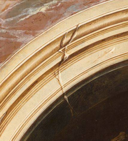 Vaas met bloemen in een stenen nis - echt