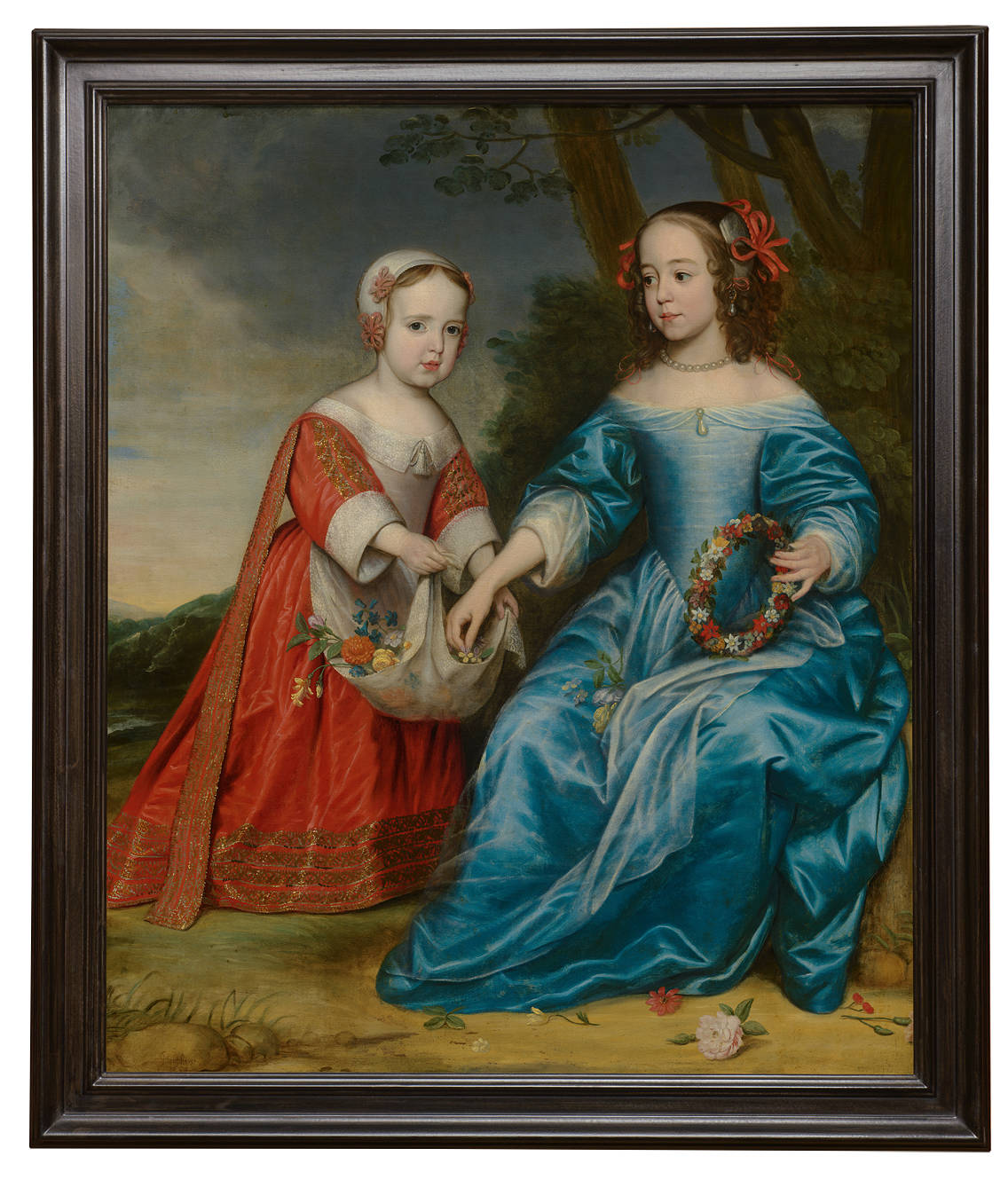 Gerrit van Honthorst Dubbelportret van prins Willem III (1650-1702) en zijn tante Maria, prinses van Oranje (1642- 1688), als kinderen
