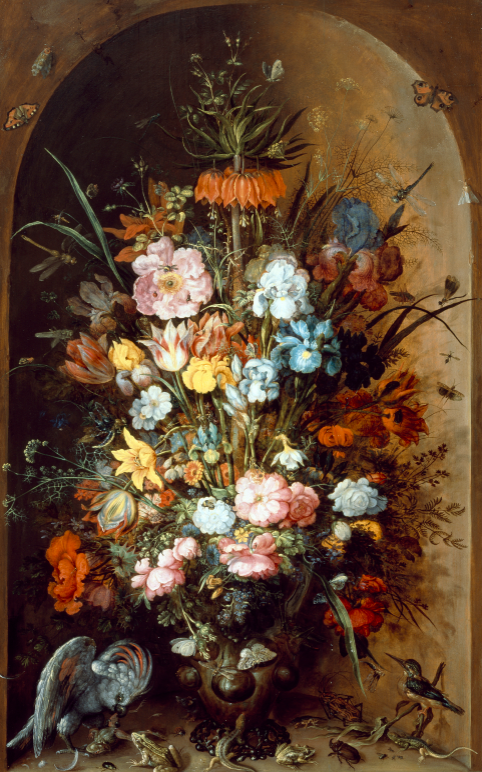 Het schilderij Groot Bloemstuk met Keizerskroon van Roelant Savery uit 1624.