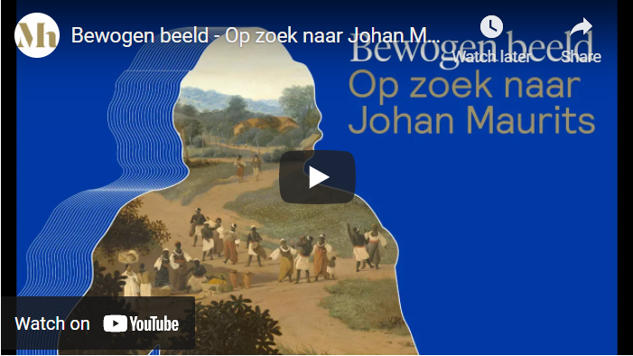 Een still van een video, met de tekst: Een bewogen Beeld, op zoek naar Johan Maurits