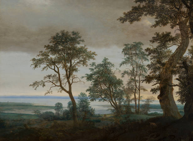 Cornelis Vroom Rivierlandschap gezien door bomen