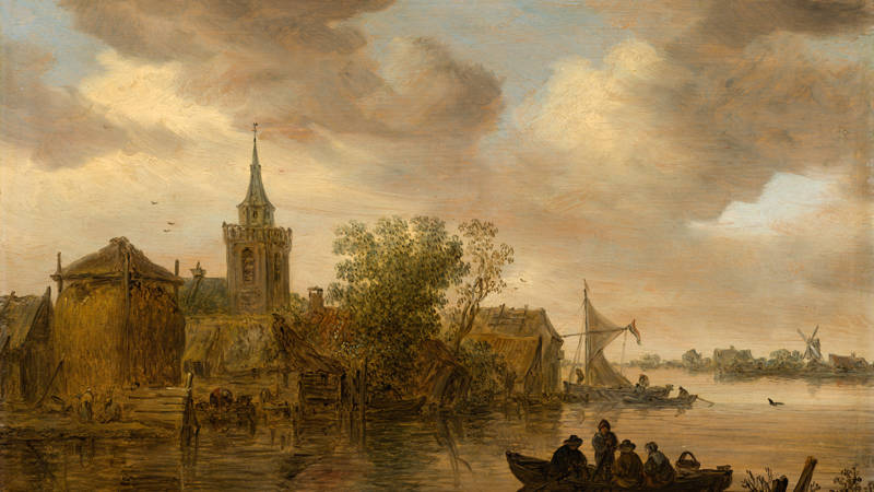 Jan van Goyen Riviergezicht met kerk en boerderij