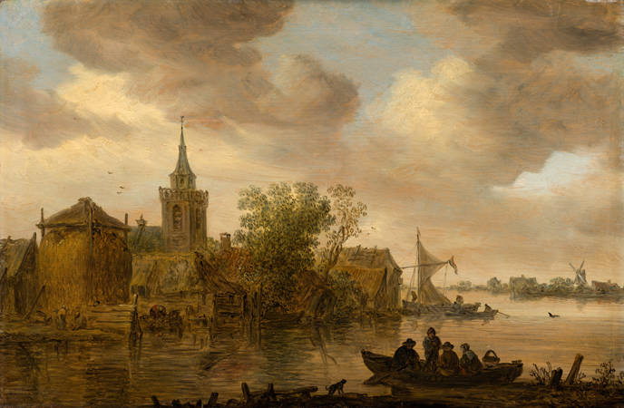 Jan van Goyen Riviergezicht met kerk en boerderij
