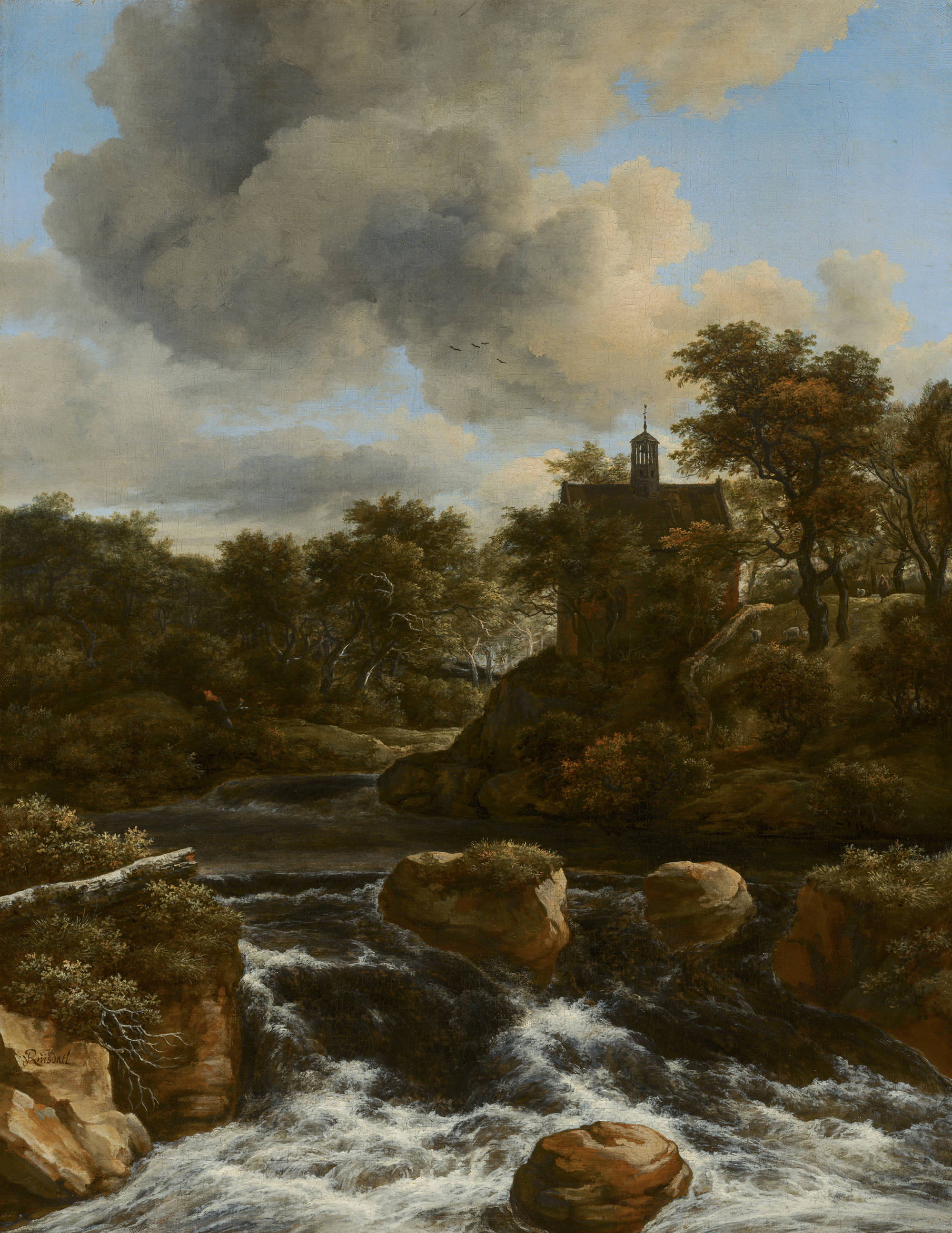 Jacob van Ruisdael  Kapel bij een waterval Chapel by a Waterfall