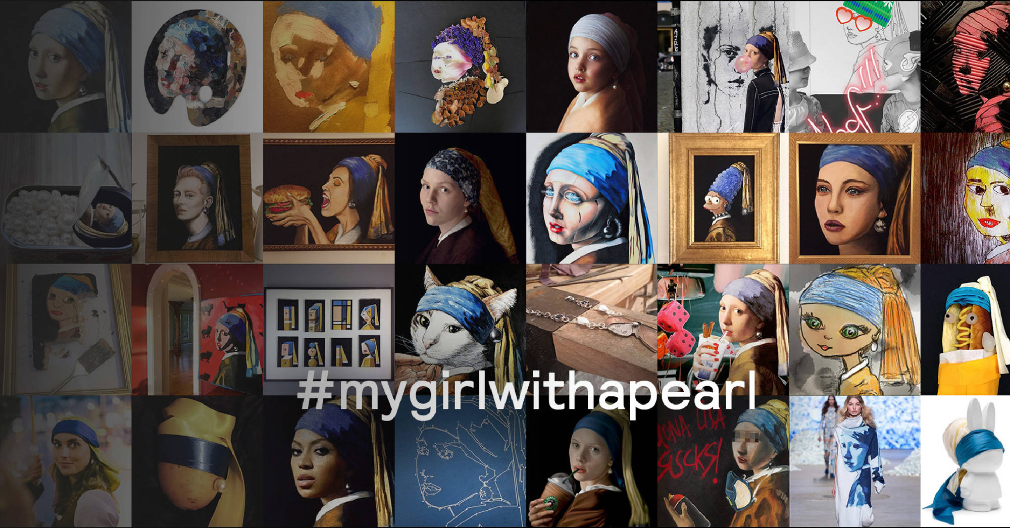 Meisje uit het #mygirlwithapearl project verzameld in één afbeelding