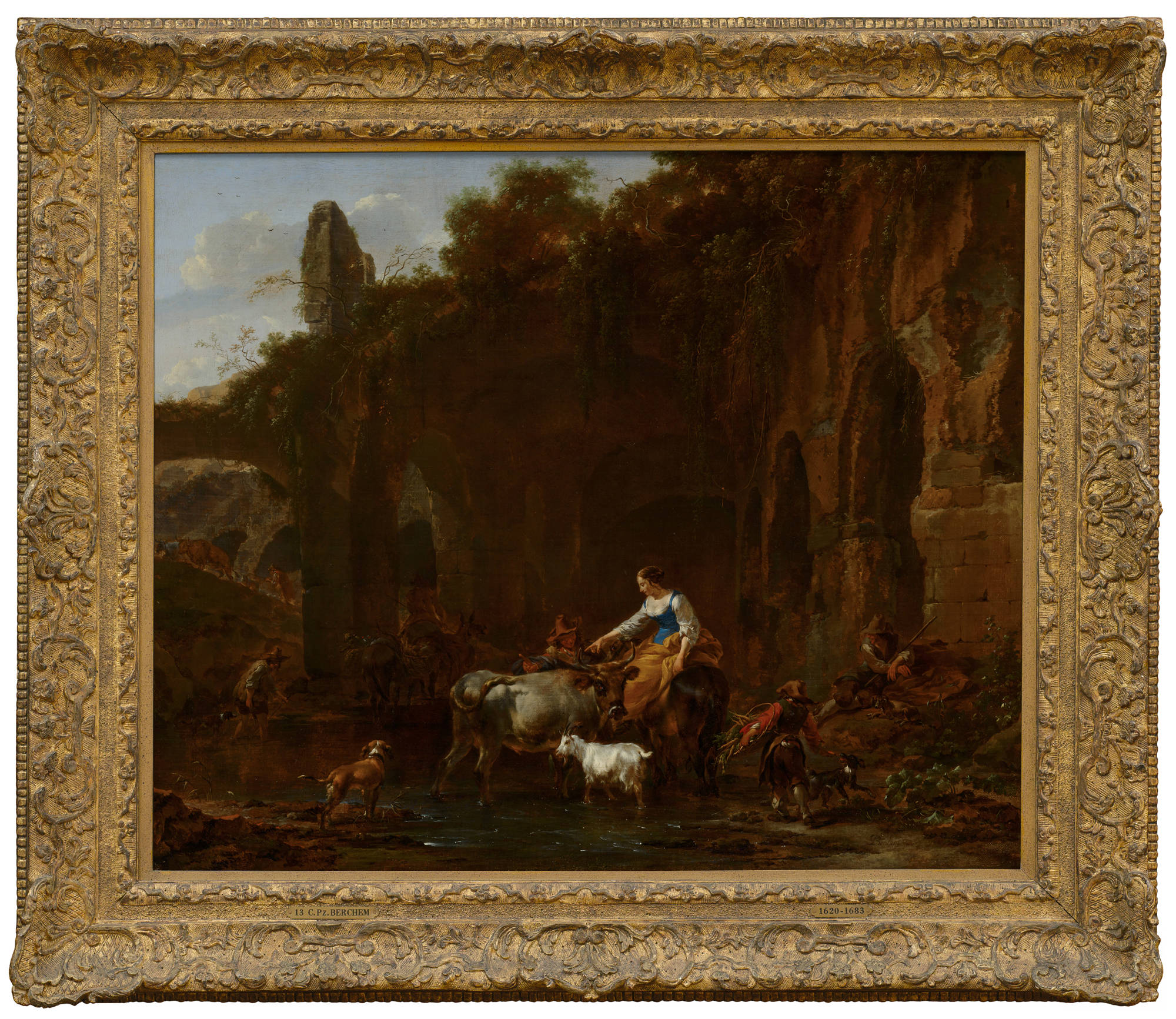 Nicolaes Pietersz Berchem  Herders bij Romeinse ruïnes Shepherds beside Roman Ruins