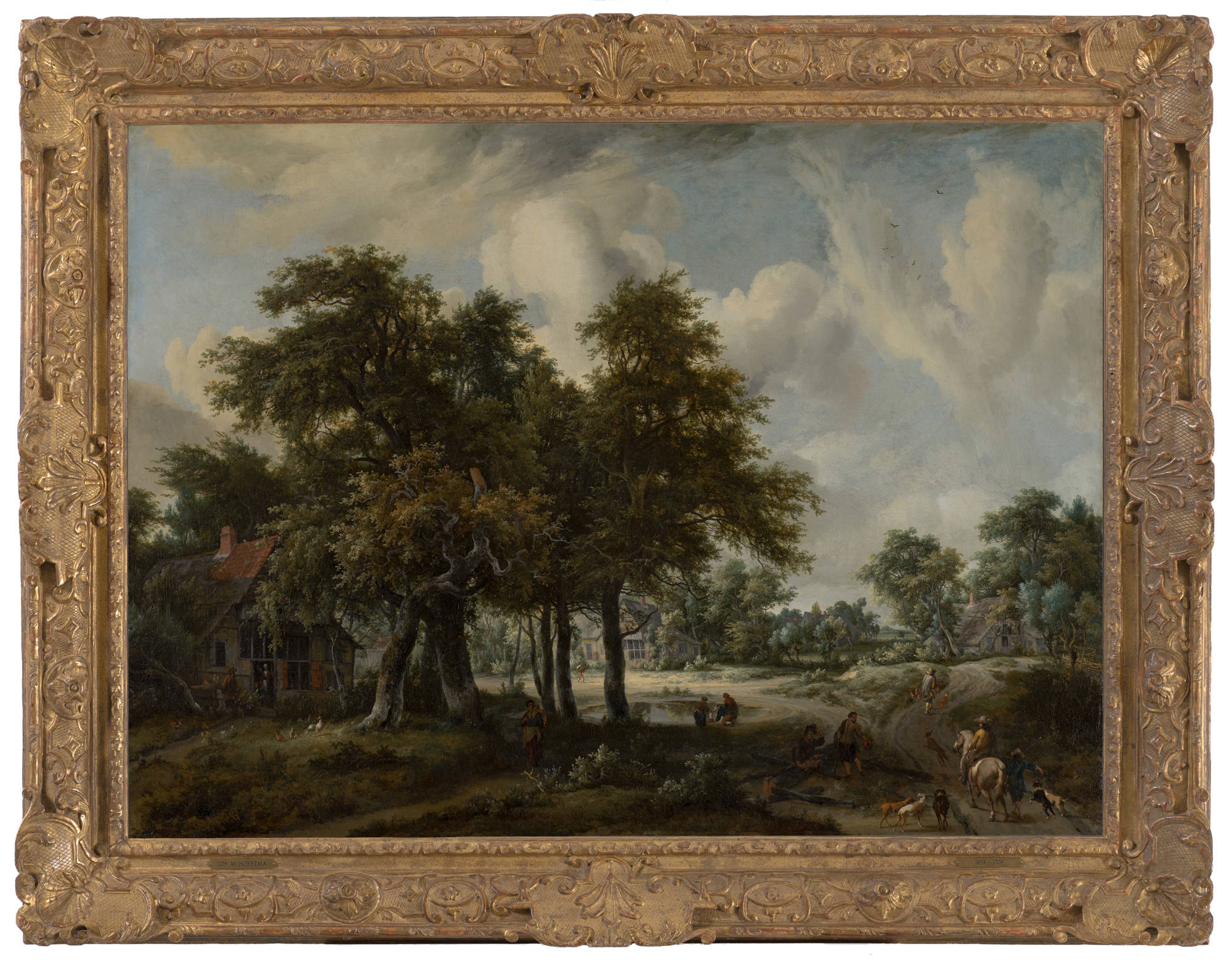 Meindert Hobbema  Boslandschap met boerenhoeven