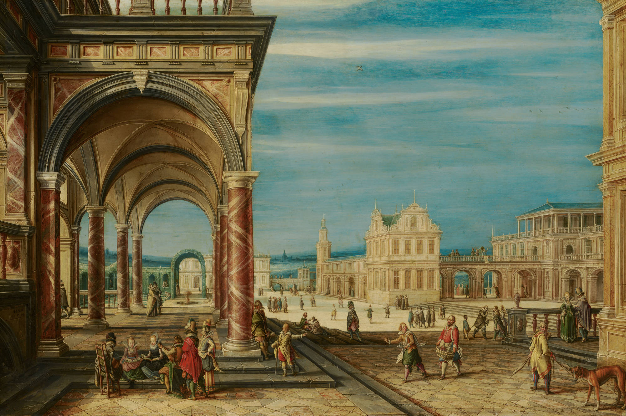 Hendrick van Steenwijck de Jonge  Een plein met gefantaseerde gebouwen A Square with Imaginary Buildings