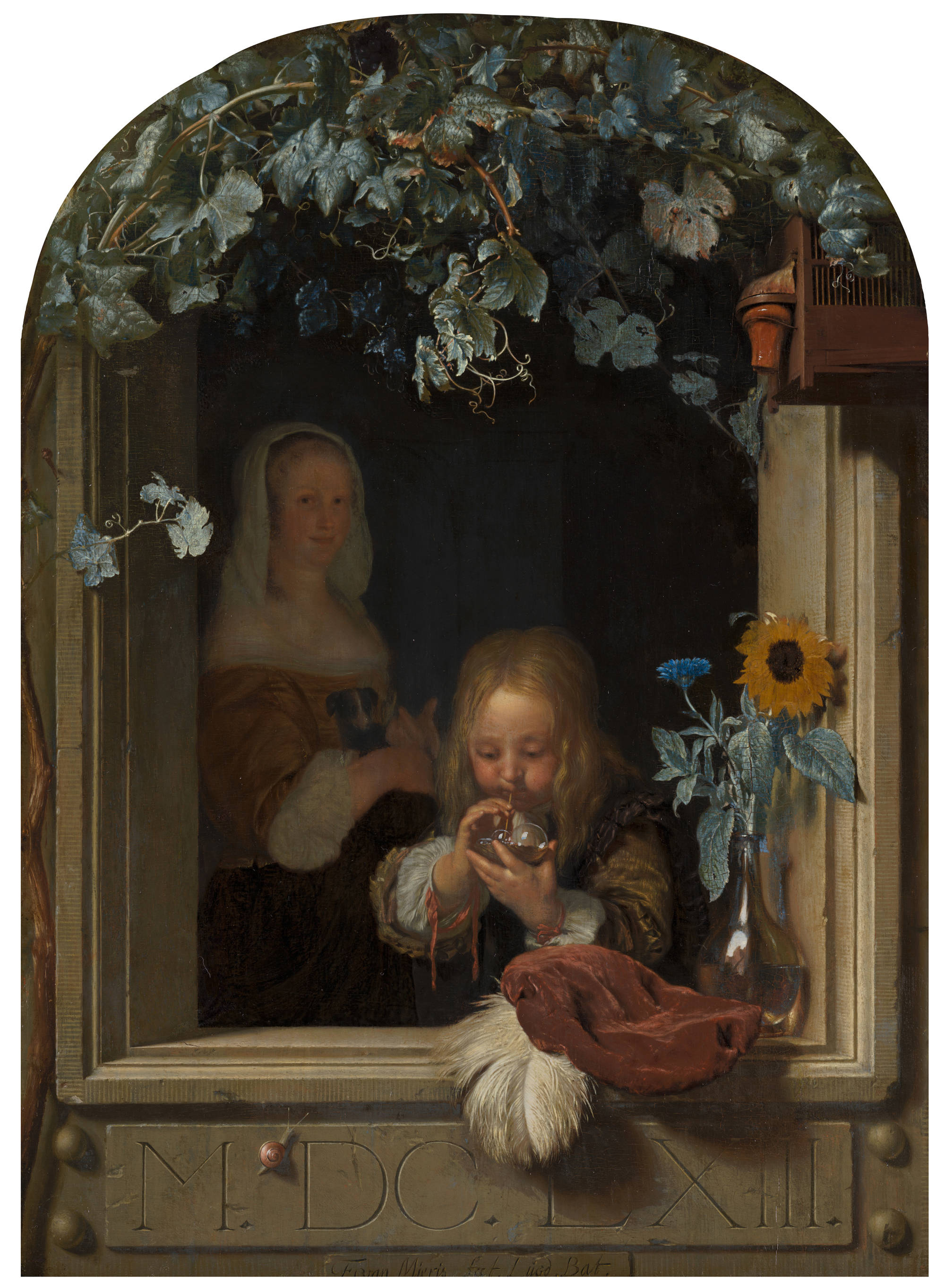 Frans van Mieris de Oude  Bellenblazende jongen A Boy Blowing Bubbles